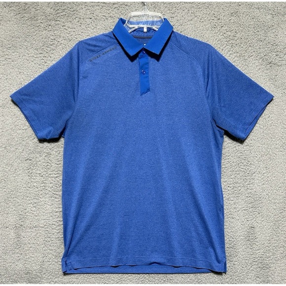 Under Armour Other - Under Armour HeatGear Blue‎ Heather Tech Golf Polo Shirt Mens Medium UA